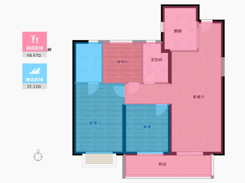 湖北省-武汉市-远洋东方境世界观-93.99-户型库-动静分区