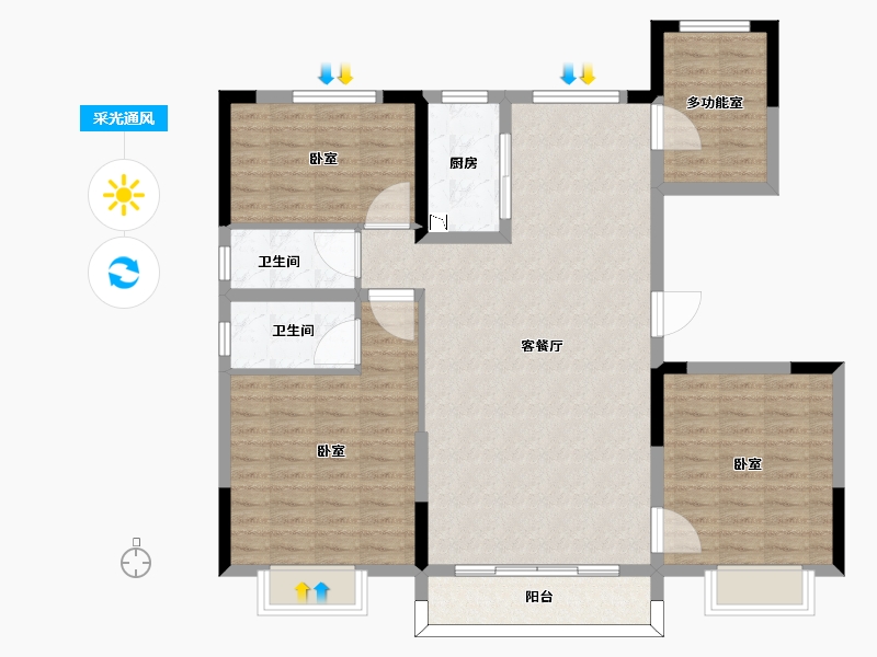 河南省-驻马店市-碧桂园蔡州府-112.01-户型库-采光通风