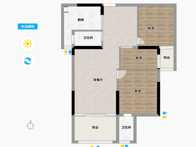 湖北省-十堰市-震洋贵府-82.29-户型库-采光通风