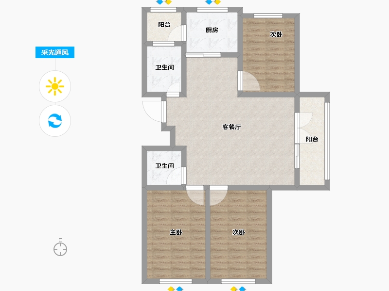 山东省-青岛市-华裕涧麓府邸-90.25-户型库-采光通风