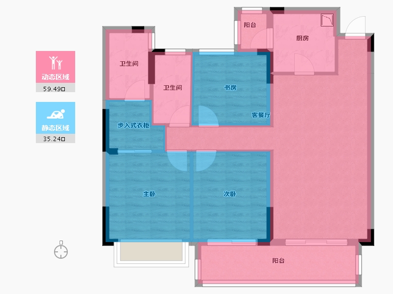 湖南省-株洲市-北大资源未名1898-84.65-户型库-动静分区