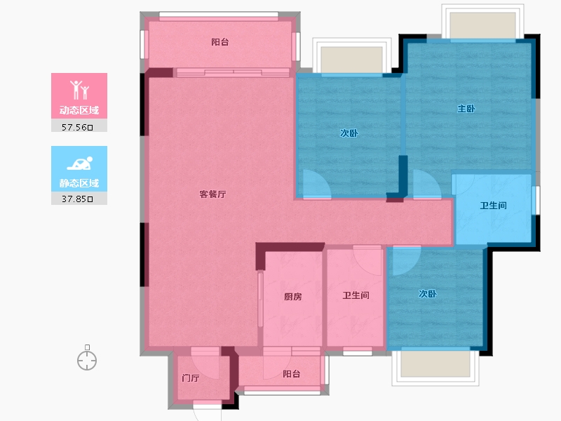 湖南省-株洲市-山河阳光小区-85.92-户型库-动静分区