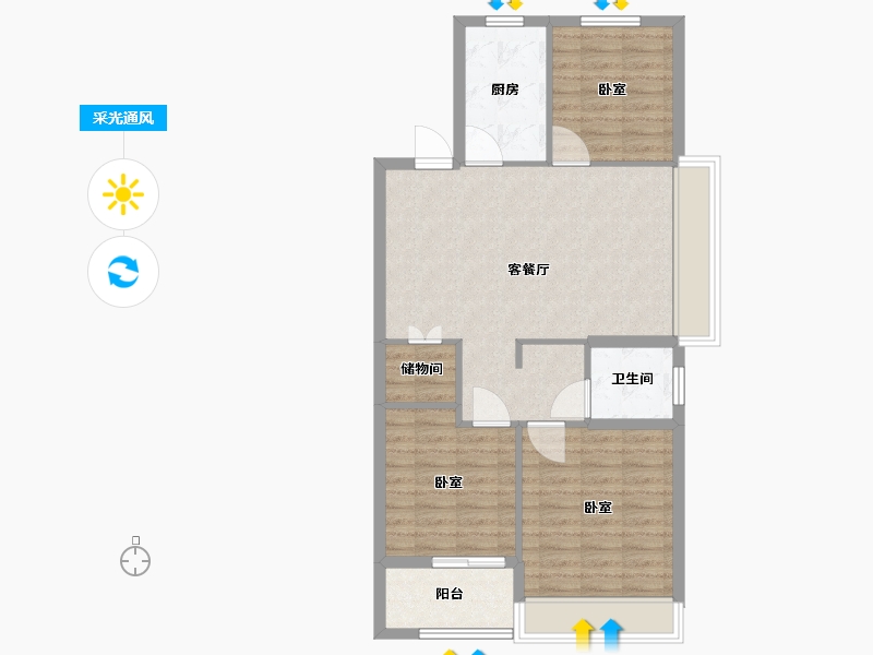 河南省-南阳市-方城中梁首府-82.00-户型库-采光通风