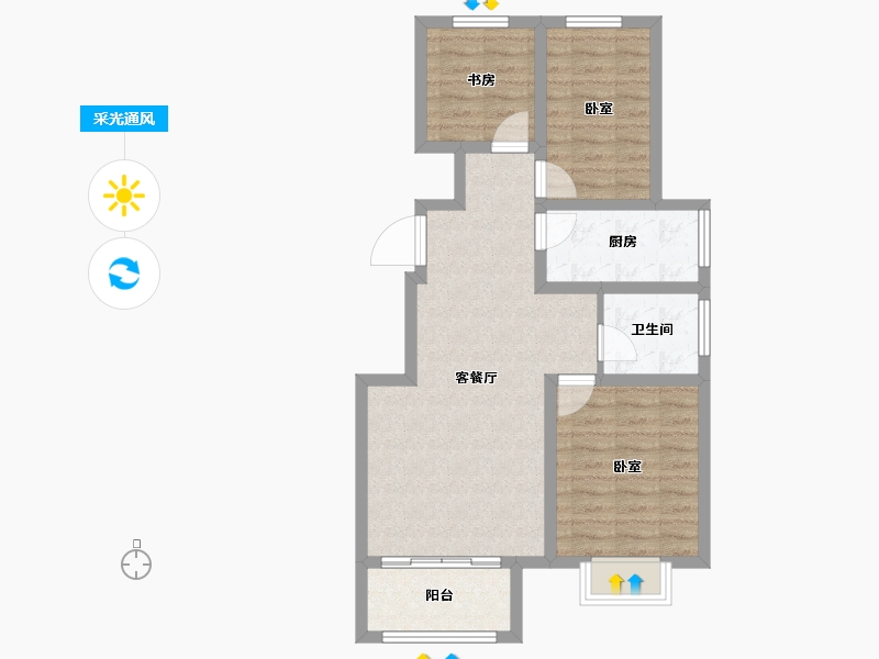 山东省-烟台市-通用一城山河-72.00-户型库-采光通风