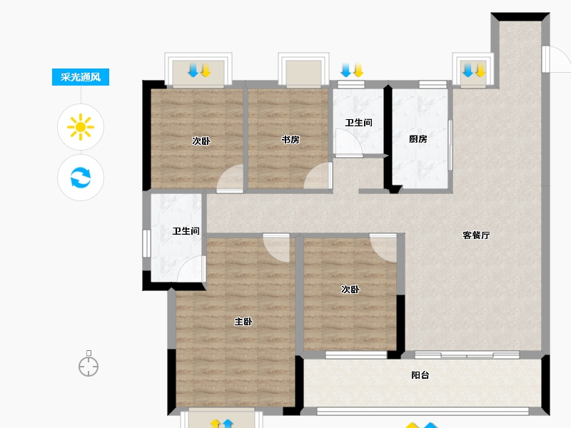 江西省-上饶市-九颂金科·云玺台-108.00-户型库-采光通风