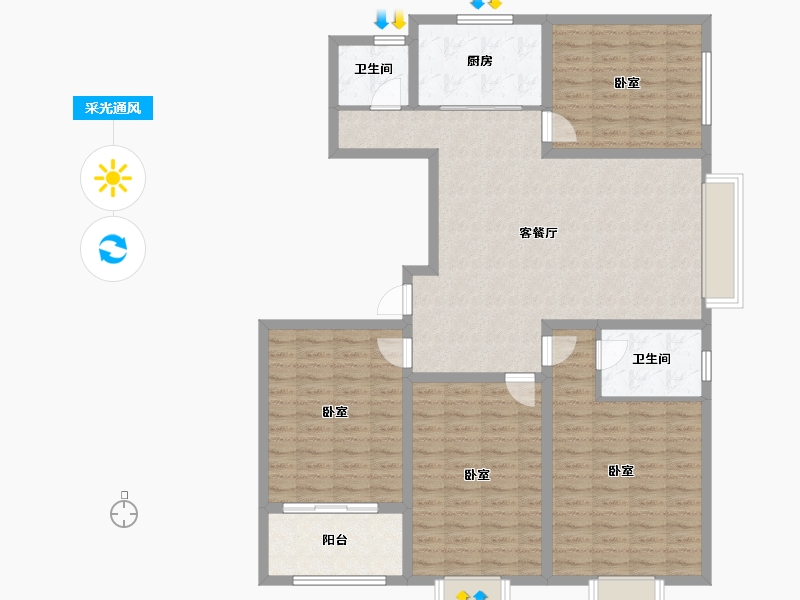 山东省-济宁市-睿湖印象-130.01-户型库-采光通风