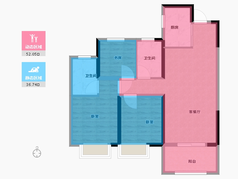 湖北省-武汉市-洺悦华府-79.01-户型库-动静分区