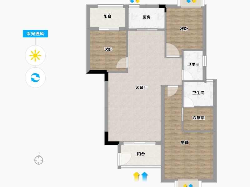 安徽省-宣城市-锦屏盛世城-88.67-户型库-采光通风