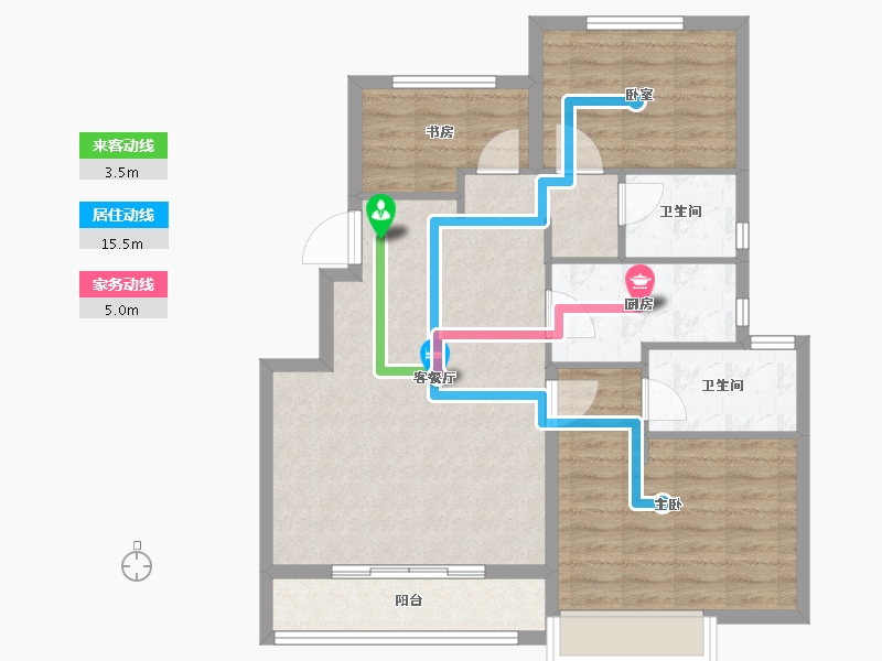 山东省-东营市-富力盛悦府-83.91-户型库-动静线