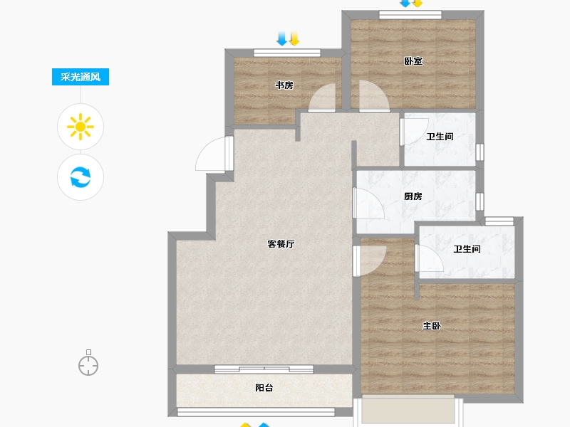 山东省-东营市-富力盛悦府-83.91-户型库-采光通风