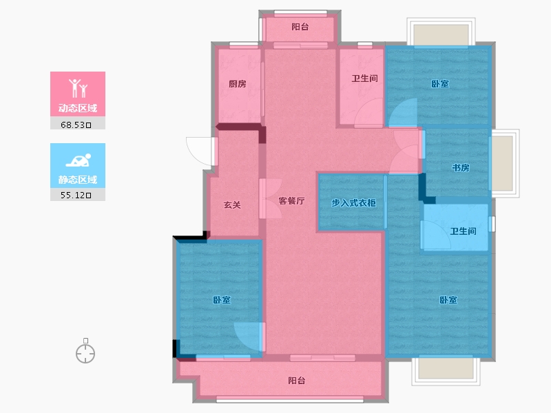 湖北省-武汉市-洺悦华府-111.00-户型库-动静分区