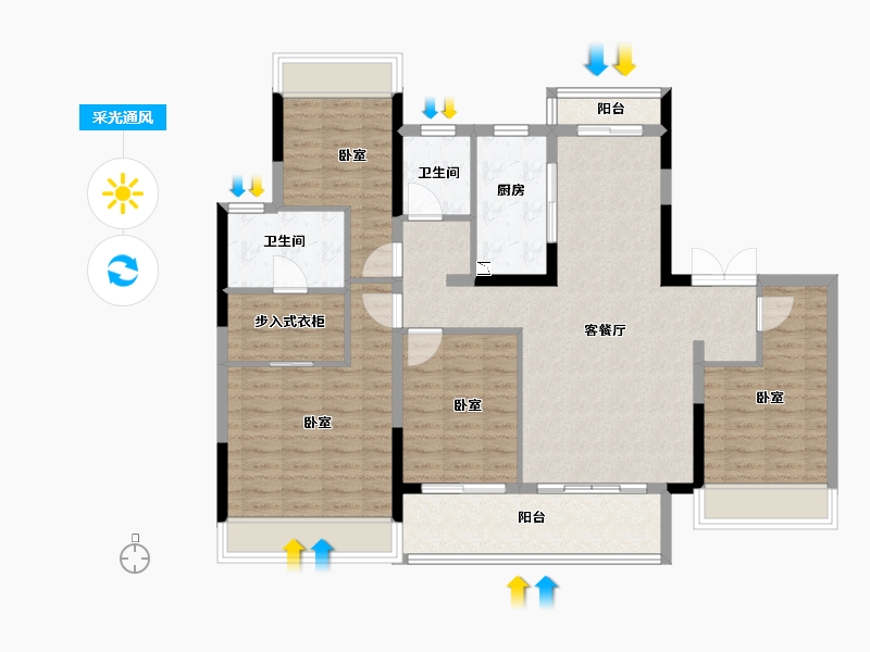 湖北省-宜昌市-招商·依云水岸-114.00-户型库-采光通风