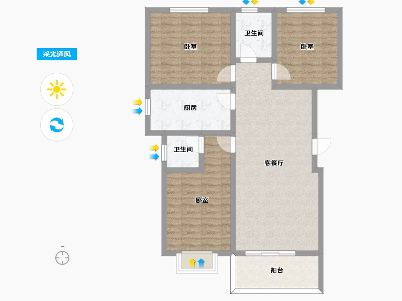 河南省-许昌市-荣城尚府-90.75-户型库-采光通风