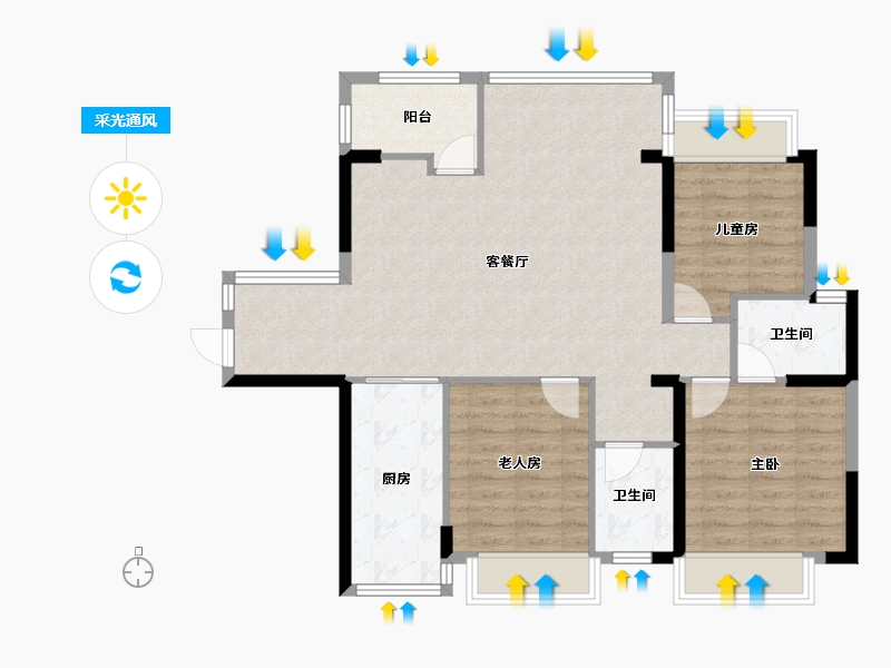 湖南省-株洲市-海源·又一城-90.99-户型库-采光通风