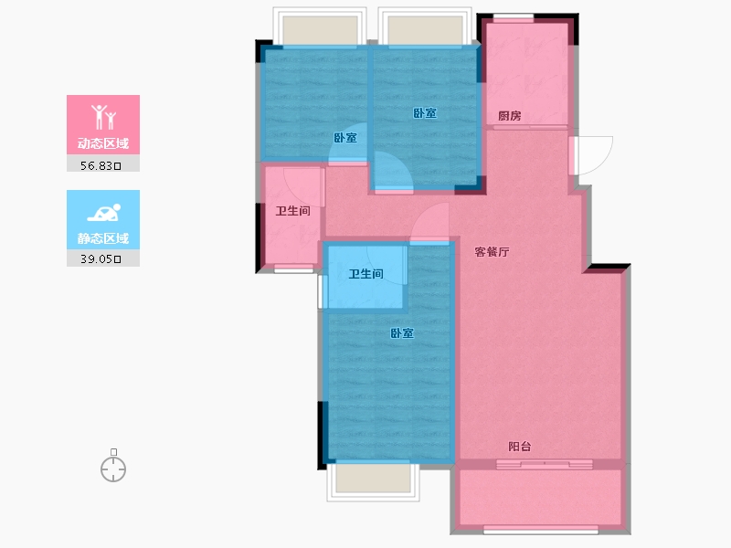 湖北省-武汉市-洺悦华府-85.72-户型库-动静分区