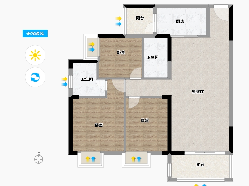 湖北省-咸宁市-咸宁名仕学府-93.00-户型库-采光通风