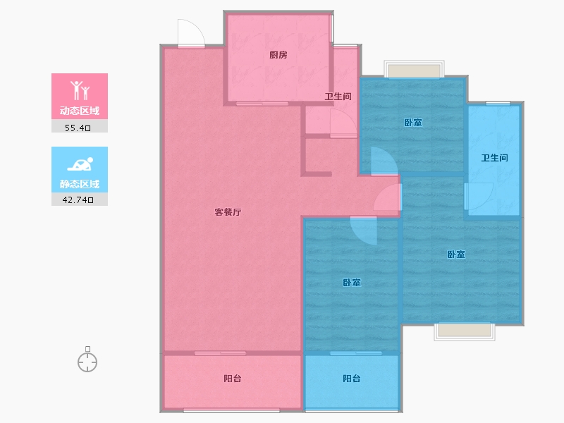 河南省-信阳市-天福山河观邸-91.83-户型库-动静分区