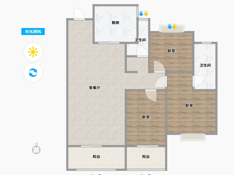 河南省-信阳市-天福山河观邸-91.83-户型库-采光通风