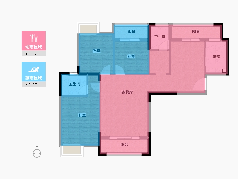 湖北省-黄冈市-阳光尚城-95.58-户型库-动静分区