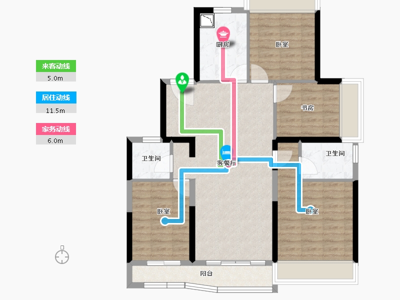 湖北省-襄阳市-襄阳绿地中央广场-89.98-户型库-动静线