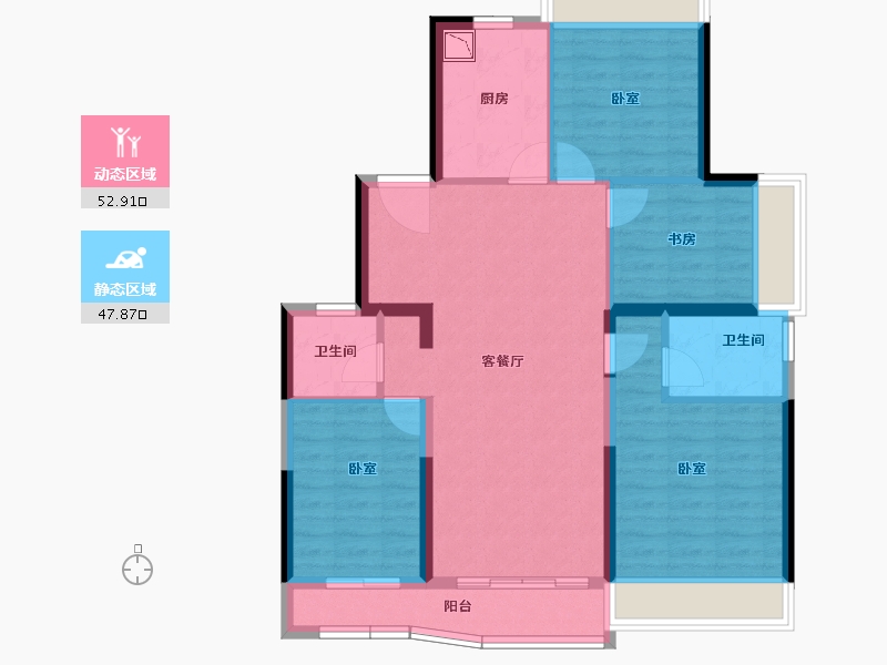 湖北省-襄阳市-襄阳绿地中央广场-89.98-户型库-动静分区