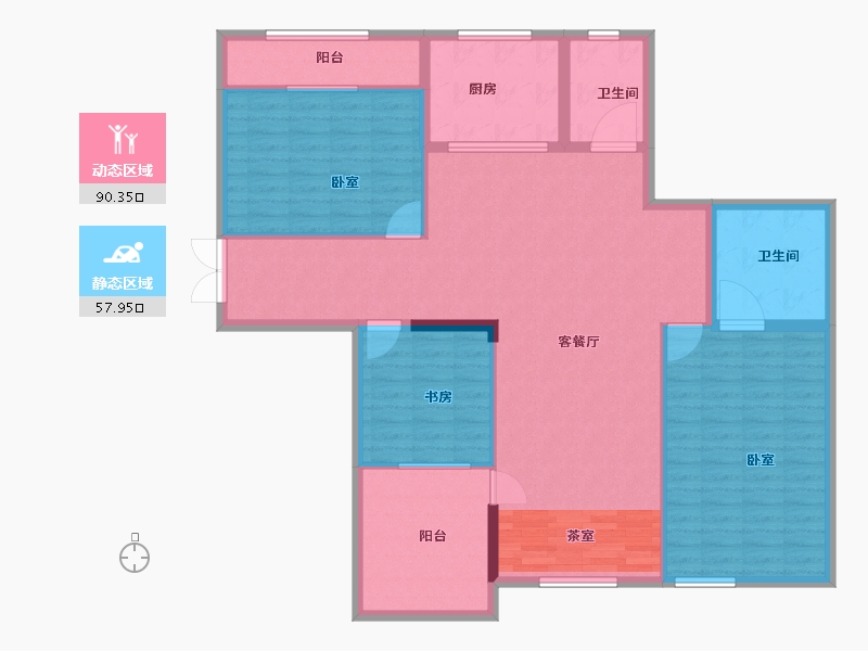 湖北省-黄冈市-阳光温泉御府-136.16-户型库-动静分区