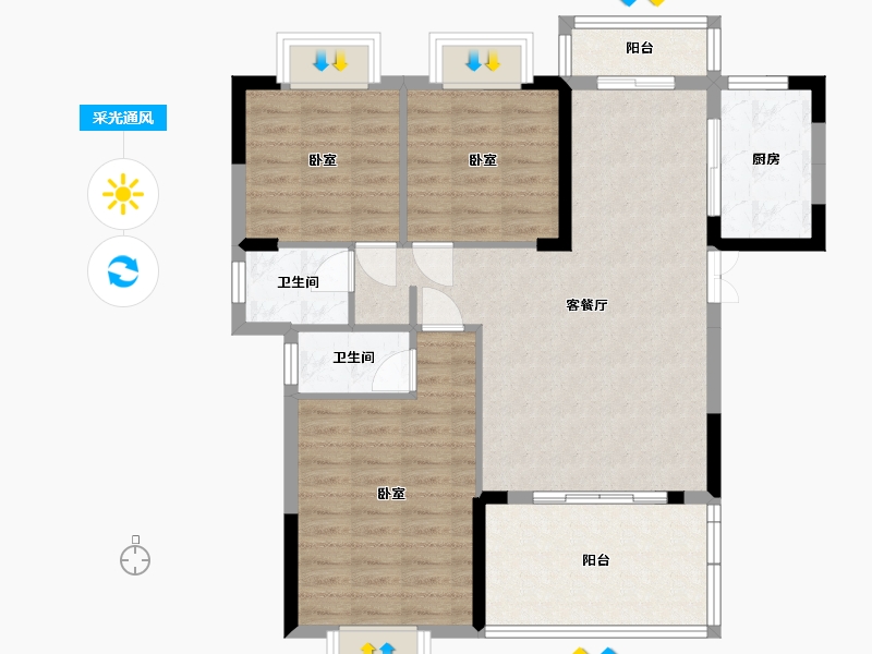 湖北省-宜昌市-长阳龙津星城-90.00-户型库-采光通风