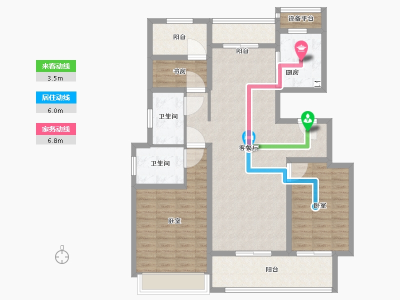 河南省-许昌市-雅居乐铂爵郡-106.01-户型库-动静线