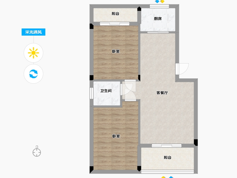 湖北省-武汉市-前川欣城-68.31-户型库-采光通风