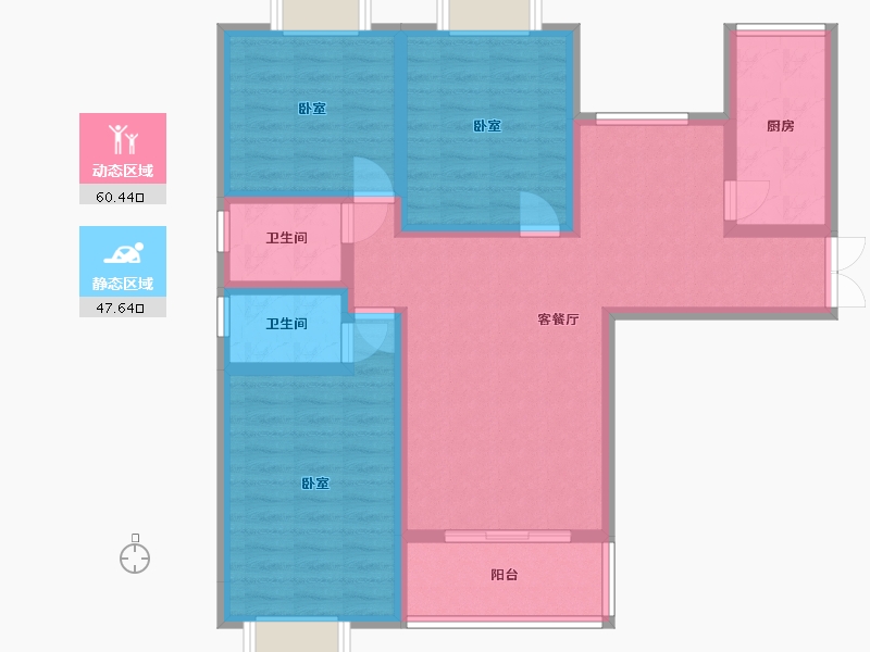 湖北省-十堰市-芳林雅苑•翡翠郡-95.67-户型库-动静分区