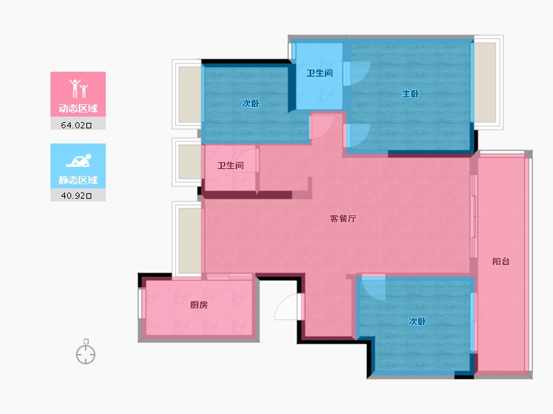 云南省-昆明市-阳光城文澜公馆-93.77-户型库-动静分区