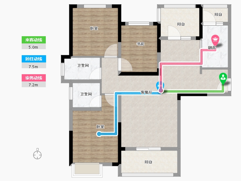 湖北省-黄冈市-嘉晟长河水岸-105.49-户型库-动静线