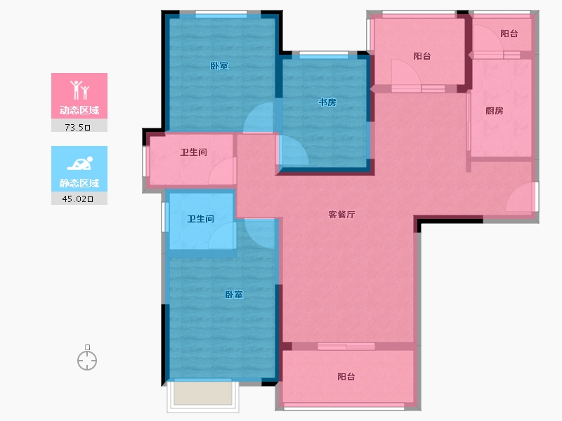 湖北省-黄冈市-嘉晟长河水岸-105.49-户型库-动静分区