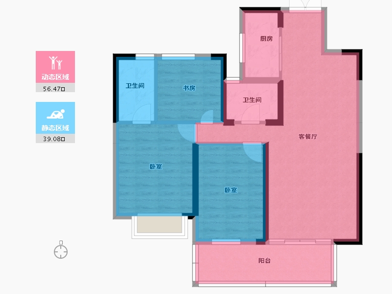 湖北省-黄冈市-泰信梧桐苑-85.31-户型库-动静分区