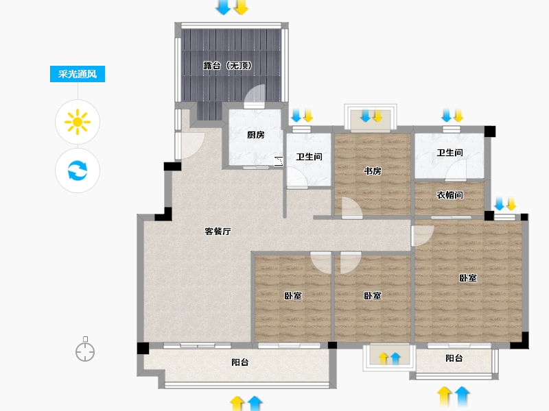 湖北省-咸宁市-联投梓山郡-124.94-户型库-采光通风