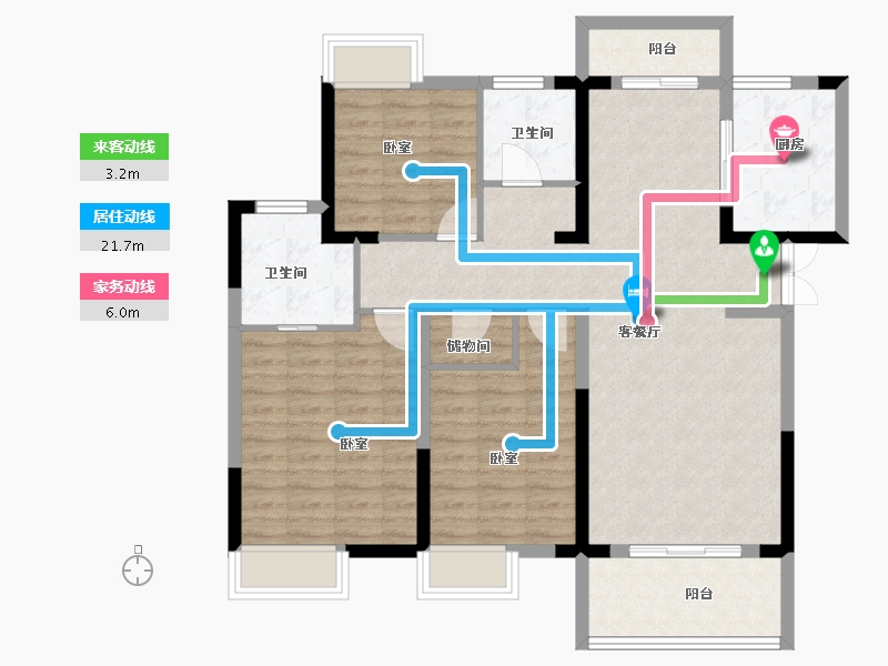 湖北省-黄冈市-泰鼎公馆-102.50-户型库-动静线