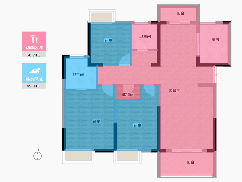 湖北省-黄冈市-泰鼎公馆-102.50-户型库-动静分区