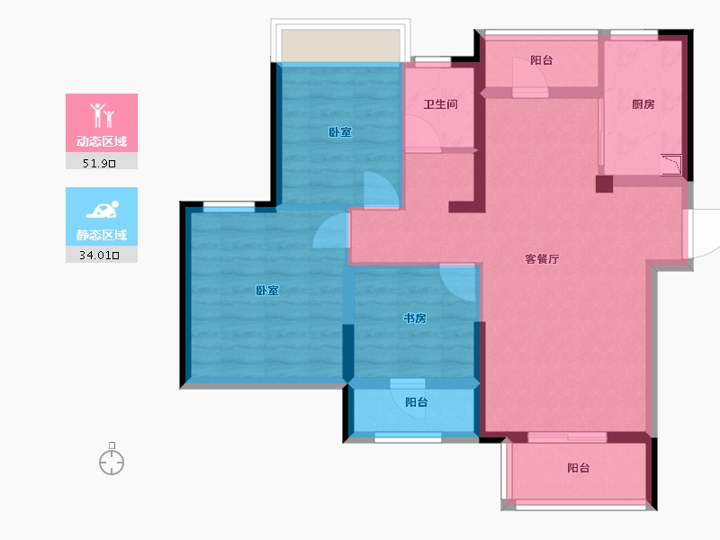 湖北省-襄阳市-襄阳绿地中央广场-75.82-户型库-动静分区