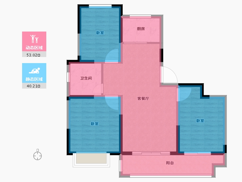 山东省-德州市-龍山公馆-83.60-户型库-动静分区