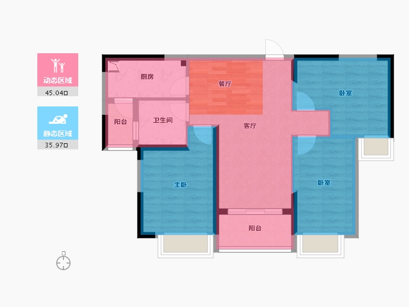 湖南省-长沙市-恒大江湾公寓-71.88-户型库-动静分区