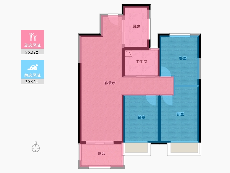 湖北省-武汉市-万科五彩城-72.00-户型库-动静分区