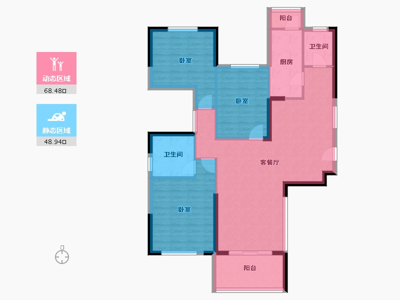 湖北省-黄冈市-锦绣山河幸福城三期-106.04-户型库-动静分区