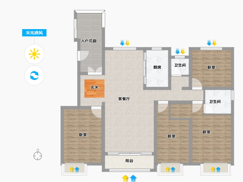 河南省-驻马店市-置地上河苑-127.34-户型库-采光通风