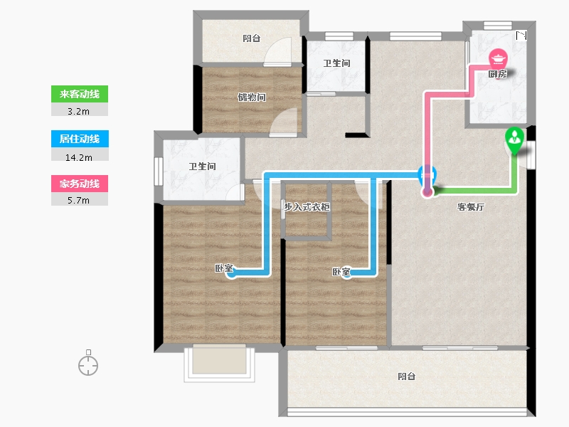 湖南省-株洲市-中梁建宁檀府-95.09-户型库-动静线