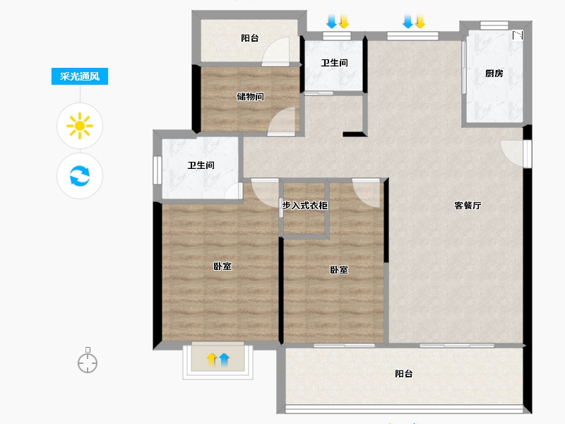 湖南省-株洲市-中梁建宁檀府-95.09-户型库-采光通风