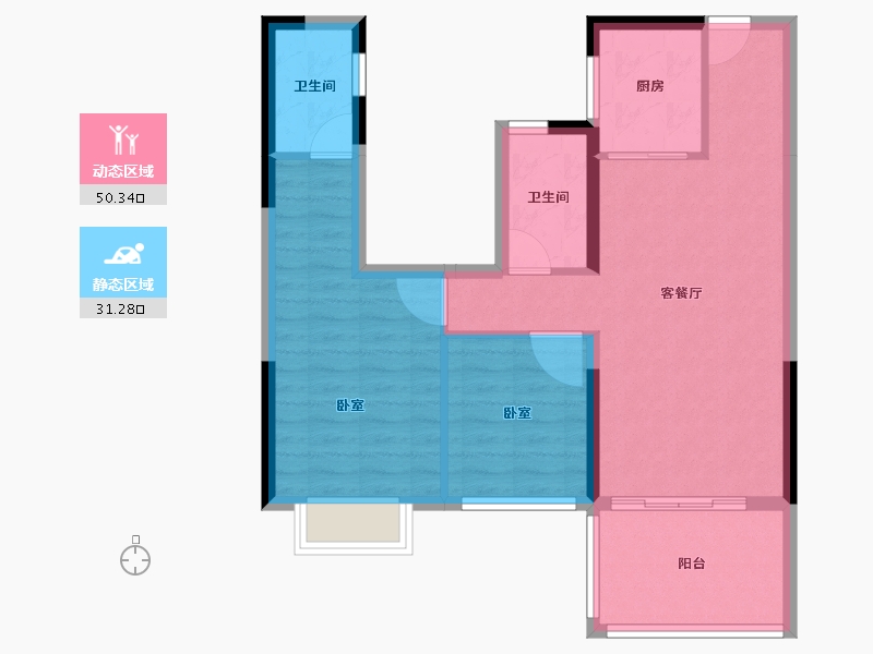 湖北省-荆州市-利达学府壹号-72.97-户型库-动静分区