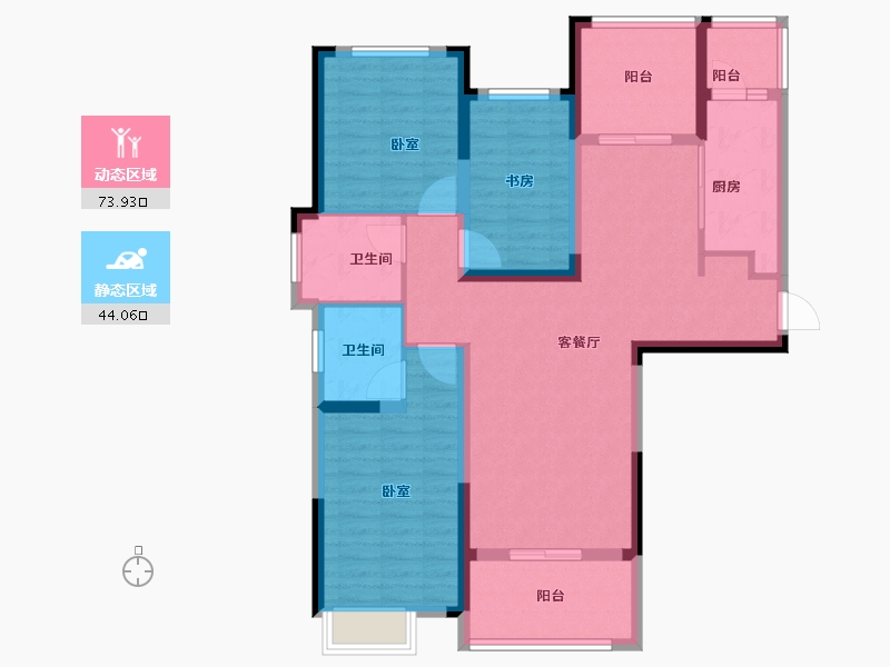 湖北省-黄冈市-嘉晟长河水岸-105.10-户型库-动静分区