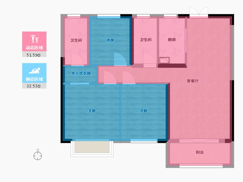 湖南省-长沙市-长房天翼未来城-74.75-户型库-动静分区