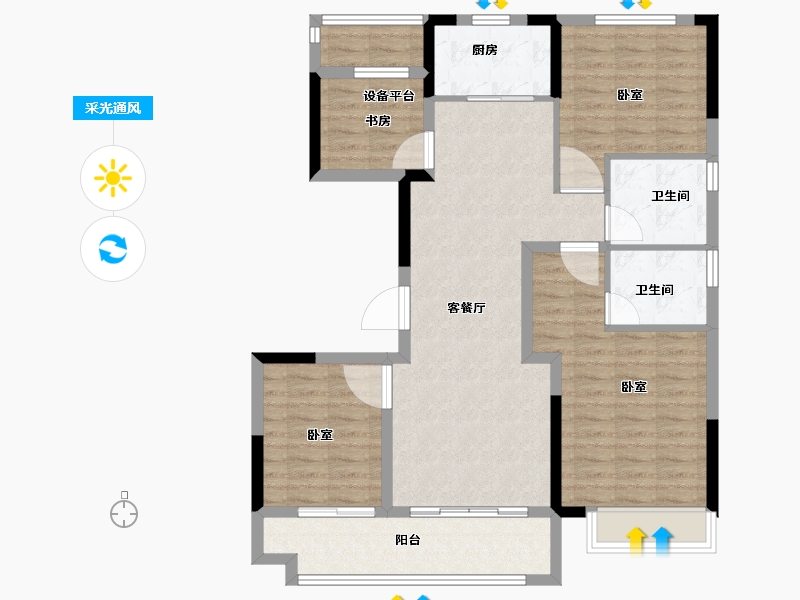 浙江省-绍兴市-新昌碧桂园珺悦-103.00-户型库-采光通风