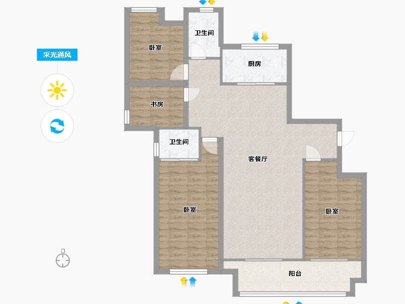 河南省-信阳市-四季花城玉兰庭-115.98-户型库-采光通风